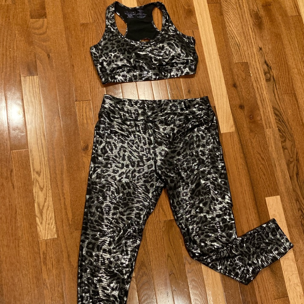 Metallic Leopard Print Athletic Set
